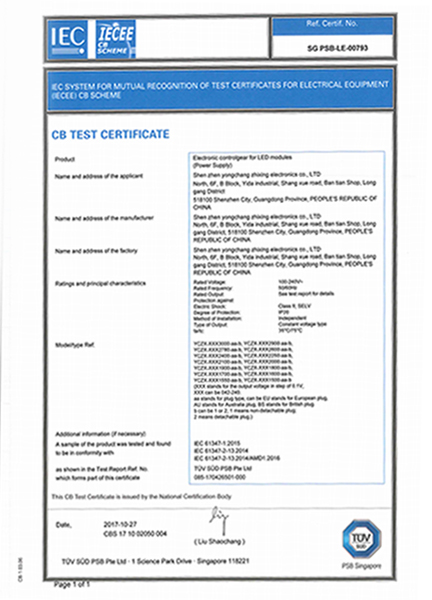 Power CB certificate